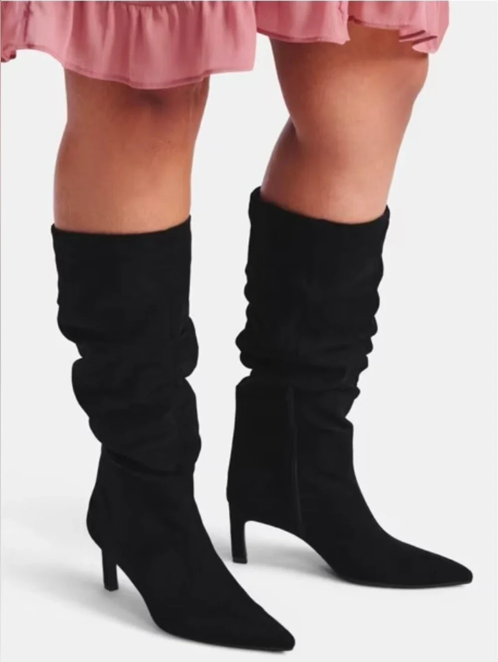 Time and Tru Black Slouchy Over-the-Knee Pointed Toe Boots